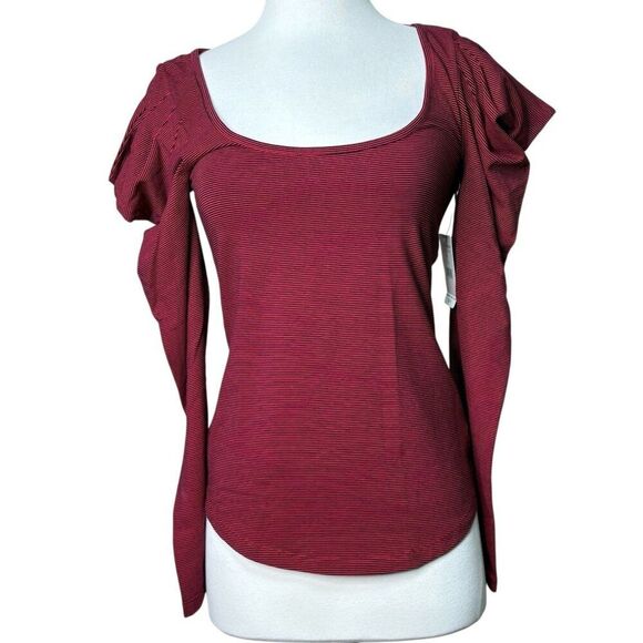 Free People Long Sleeve Puff Shoulder Cotton Top Size Small - Picture 1 of 8